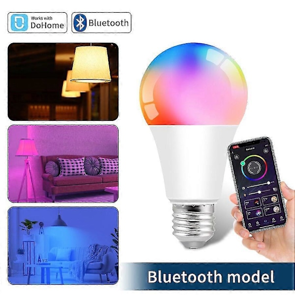 Wifi Lampe E27 12w RGB Farverig Pære med App Kontrol - Bluetooth Smart Pære
