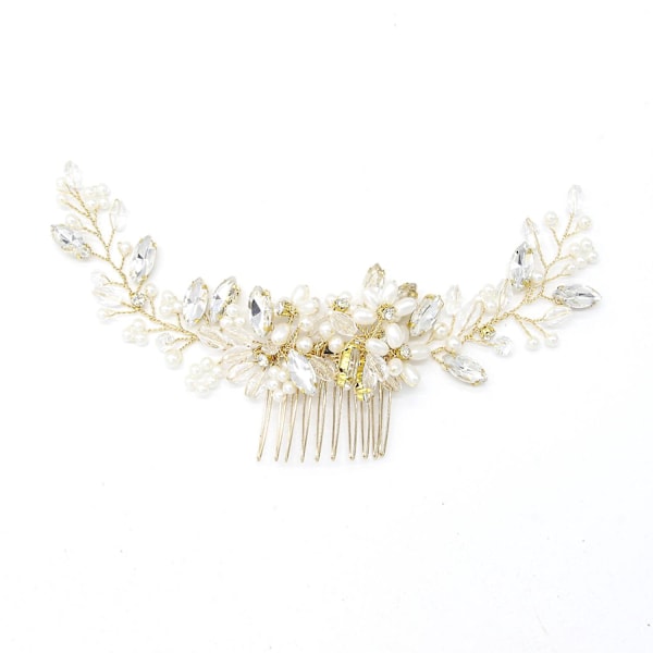 Krystallperle Bryllupshodeband - Elegante Bryllupshårtilbehør for Kvinner (Gull/Roségull)