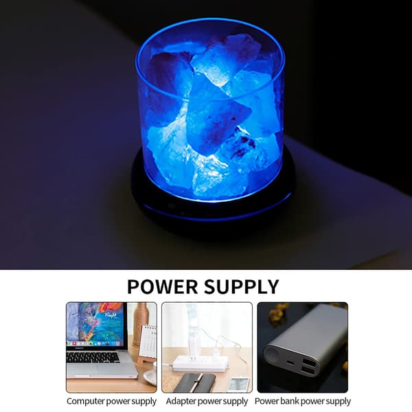 Saltkrystallampe Natlys USB Aroma Diffuser Saltlampe Farverig Saltkrystallampe Duftoliediffuser til Kontor Yoga Soveværelse