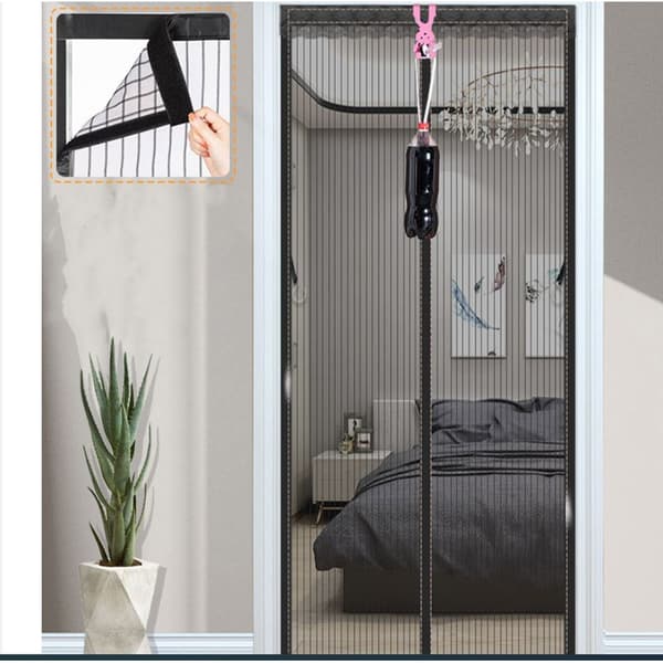 Magnetisk insektgardin 80x200cm (svarte striper + borrelås + spiker)