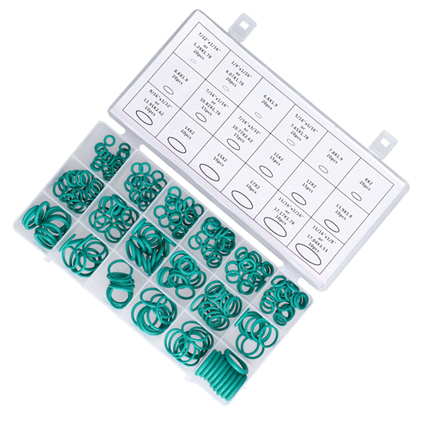 270-packning O-ringar Tätningsbricka Packning Sortiment Set 18 Storlekar Kit Gummigrommets för Reparation Grön