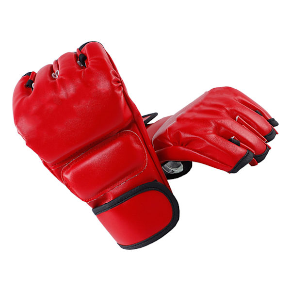 Unisex MMA handsker Halvfinger boksehandsker med åbne håndflader til kamptræning Rød
