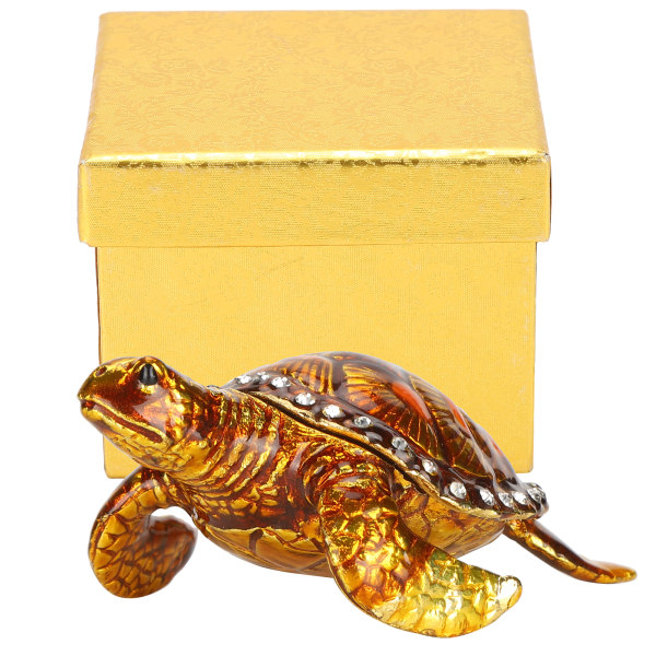 Kilpikonnafiguure, galvanoitu kilpikonnakoru korujen säilytyslaatikon koristeena strassikivillä