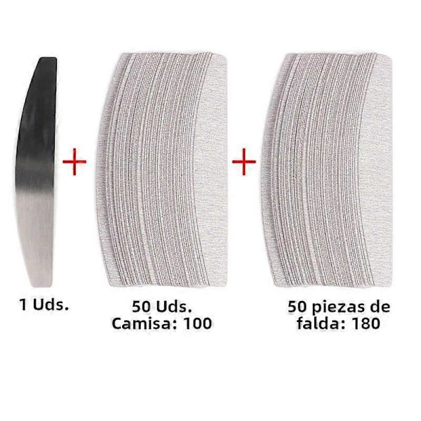 100 st Nagel Järnpapper med Avtagbart Metallhandtag Buffé 100/180 Dubbelsidig Manikyr Nagelkonstfil Nagel Klippset 100-180MedMetall