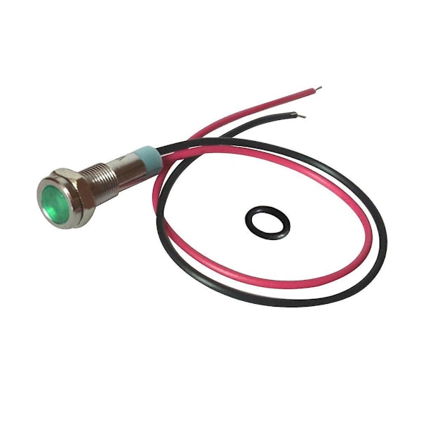 10 x 6mm LED Metall Indikatorlampa Vattentät Signal Pilot Instrumentbräda Lampa 6V Grön