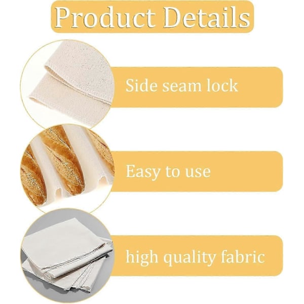 2 STK 3648cm Profesjonell Brød Fermentert Duk, Lin Couche Brød Fermentert Duk for Baguette Loaf Deig Forberedelse og Baking_SZXM