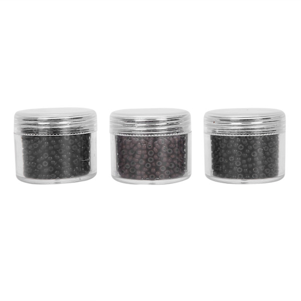 3 Flaskor 3.0mm Silikon Micro Länkar Ringar Pärlor Små Bekväma Hårförlängningsverktyg (1#/3#/5#)