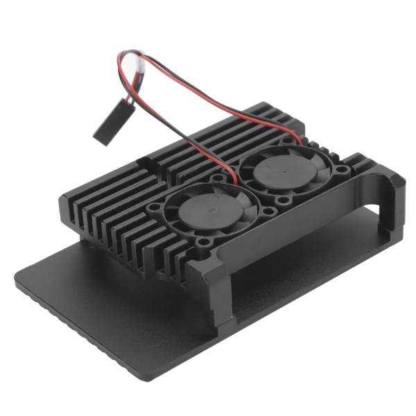 Aluminiumskabinet med dobbelt blæser køleskal til Raspberry Pi 4B computertilbehør Dobbelt blæser aluminiumslegeringsskal