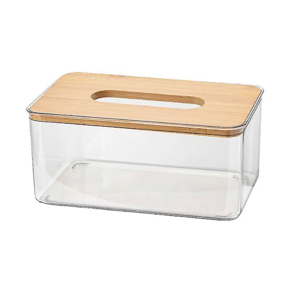 Bambuslåg Vævsæske Moderne Minimalistisk Design Transparent Beholder Vævsarrangør til Stue og Badeværelse