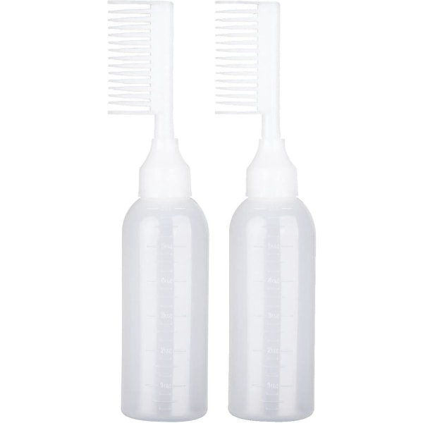 Root Comb Applikatorflaske - 2-Pack hårfarvedispenseringsflaske til hjemmesalon (hvid)