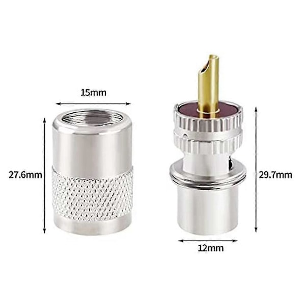 PL-259 Koaksialstik UHF Han Loddestik 50 Ohm Koaksialadaptere 10-pak med Reduceringsstykker kompatible med LMR400, RG8-kabel