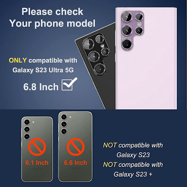 Kameraskydd för Samsung Galaxy S23 Ultra 2023 - Metall och härdat glas Anti-Scratch HD-linsöverdrag röd