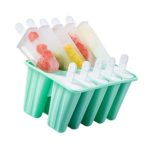 Isform 10 Gitre Fødevaregodkendt Silikone Non-Stick Grøn Is-Lolly Maker til Hjemme-DIY