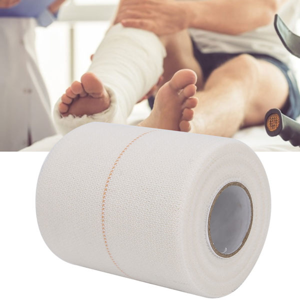 Bærbar bomuld Sportsforstuvning Fiksering Bandage Ledbånd Beskyttende Bandage Hvid7,5 cm x 4,5 m