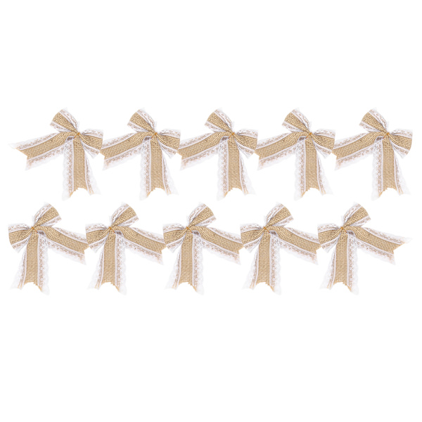 10 st Burlap Rosett Spets Ruched Rosett Handgjord Hantverk Jul Födelsedag Bröllopsdekoration