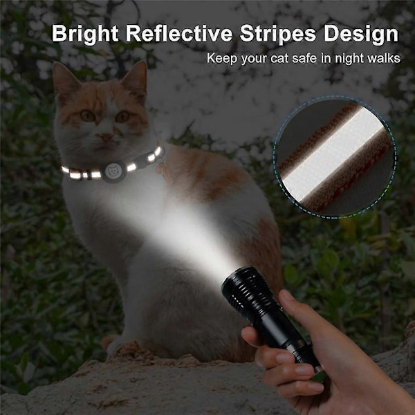 Reflekterande Katt Halsband GPS-Tracker Justerbart Litet Hundhalsband Svart