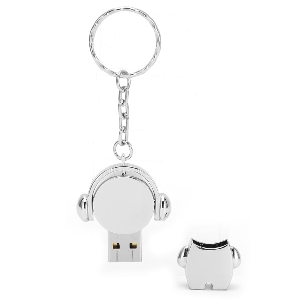 U Disk USB2.0 Bil Flash Drive Minne Tegneserie Metallgave Datatilbehør Moonlight Silver64GB