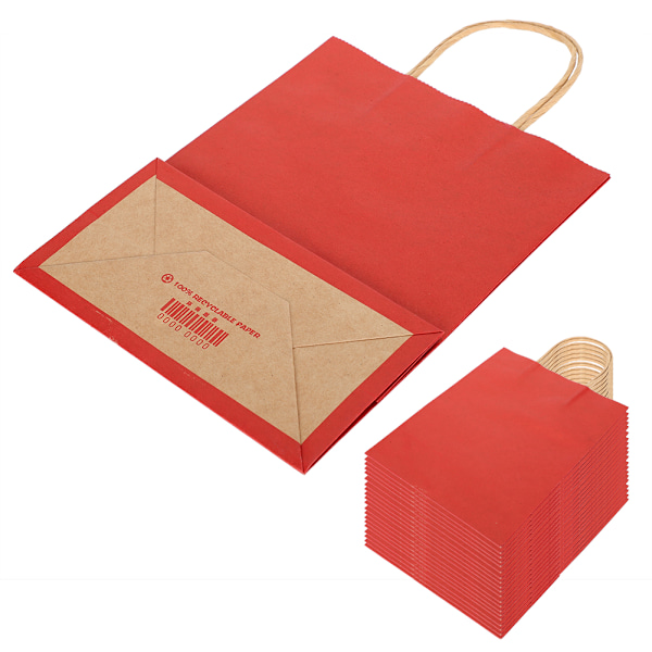 Miljövänlig bärbar kraftpåse Butik Kläderförpackning Presentpåse (M 21 x 11 x 27,5 cm)(Mörkröd)