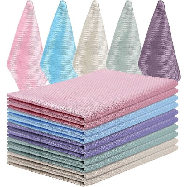Mikrofiberdukar Rengöringsdukar 10 Fiskfjällsrengöringsdukar 25x25cm, Miljövänlig Återanvändbar Handduk för Kök Glas Bilfönsterrengöring
