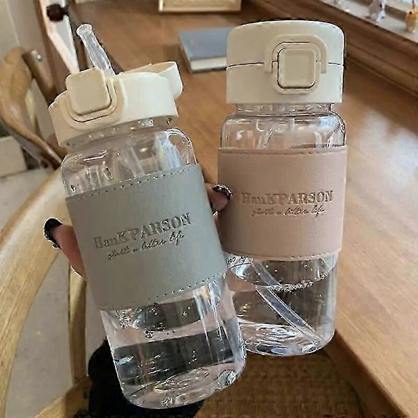 1 st Kreativ Vattenflaska med Sugrör Portabel Söt Plast Dricksflaska Läcksäker Dryckesbehållare för Att Dricka Mjölk Kaffe Te Rosa