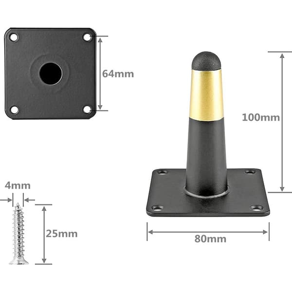 4x koniske møbelben, moderne jernstøtteben til garderobe, bord, seng - 10 cm