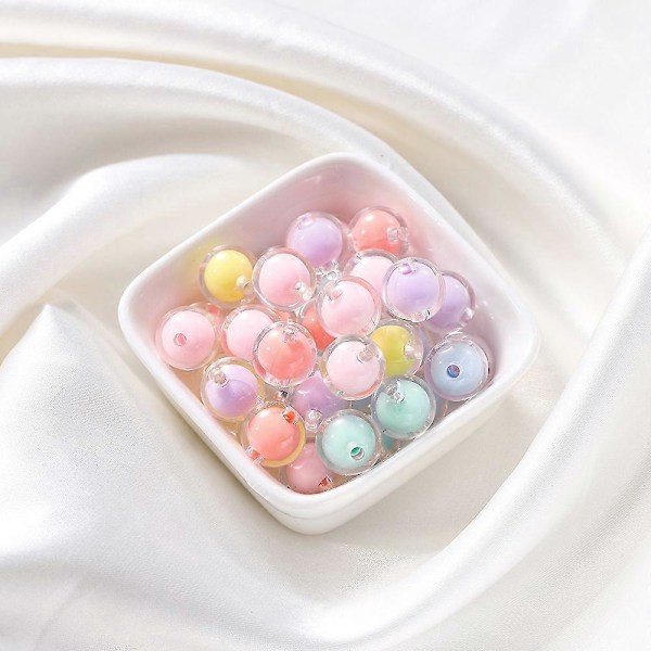 30-50 st Färgglada AB Frostade Klara Akrylkulor för DIY Smyckestillverkning Handgjorda Tillbehör Storlek 8-15mm ABcolorPink 10mmx50st