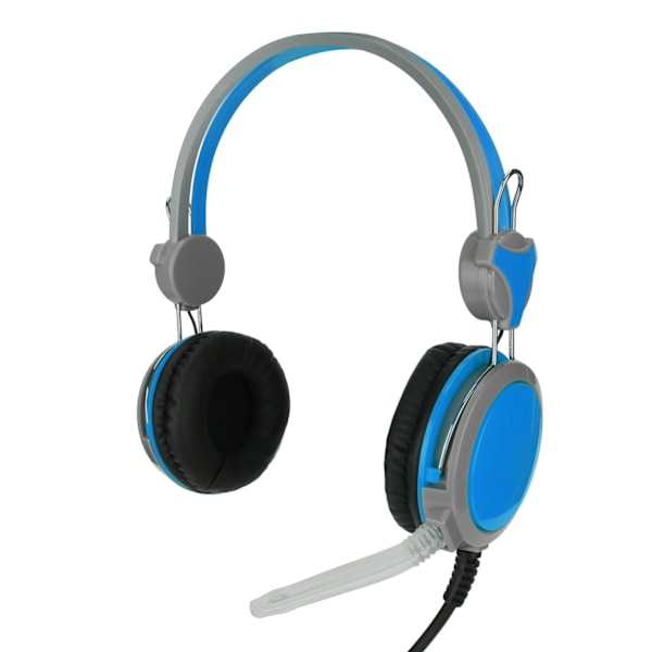 Gaming Headset med støydemping, stereo, ergonomisk, kablet dataspillhodetelefon med mikrofon for PC, blå