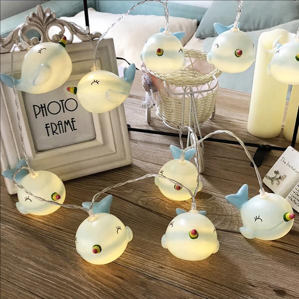 10 LED Liten Delfin Forma Plast Blå Sträng Ljus 1.5m/4.9ft Barnrum Dekoration Varm Vit