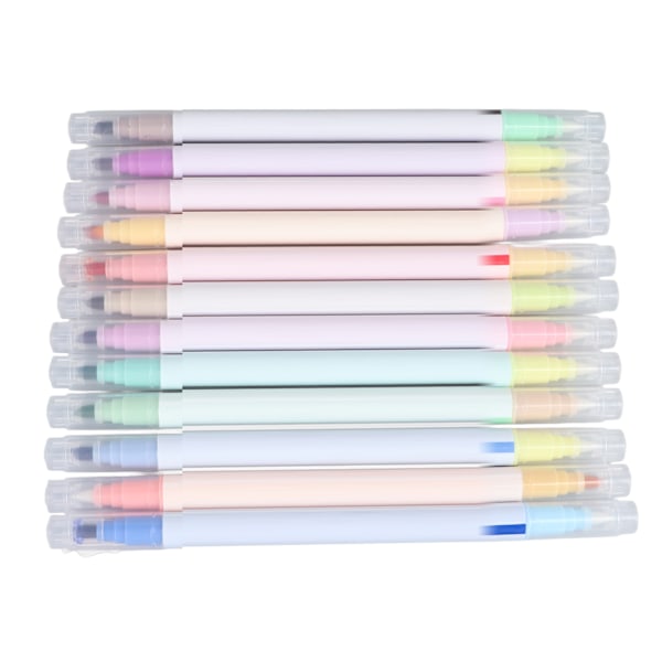 Dobbeltsidig highlighter i levende farger, lett dobbeltspisset highlighter, fluorescerende markeringspenn for studenter