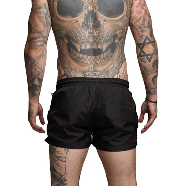 Herre Gym Shorts Svetteabsorberende Pustende Hurtigtørrende Treningsshorts med Sidelommer for Løping Vektløfting Strand Svart M
