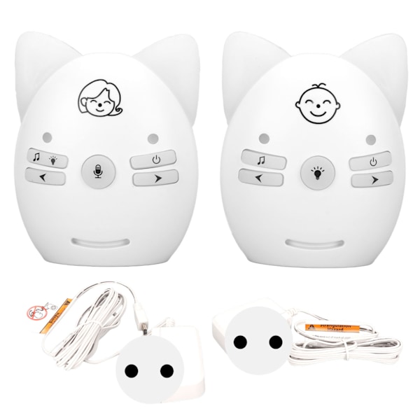 Lyd babymonitor ISM 905 til 925MHz 100 til 240V trådløs digital krypteringsoverføring 10 volum justerbar for barn hvit