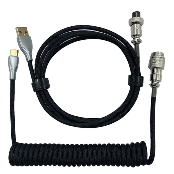 Gaming Keyboard Kabel Professionel Udtrækkelig Robust Stik Spiral Keyboard Kabel til Mekanisk Keyboard Sort
