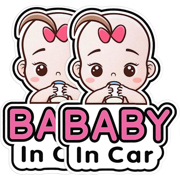 2 Baby in Car-skyltar för flickor, Babybilsticker Avtagbar Säkerhetsdekal, Söt Fönsterbilsticker för Baby (Flicka)