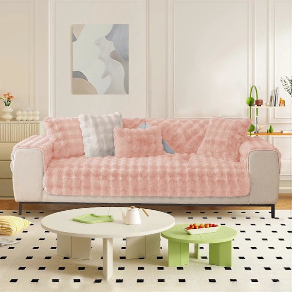 Tjocka Kanin Plysch Sofföverdrag 1 2 3-sits, Halkfria Sofföverdrag, Roligt Luddigt Sofföverdrag, Varma Sammet Soffkuddöverdrag (70x210cm)