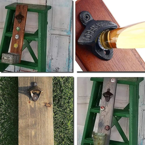 Vægmonteret støbejerns flaskeåbnersæt i vintagestil med bronzefinish - pakke med 2