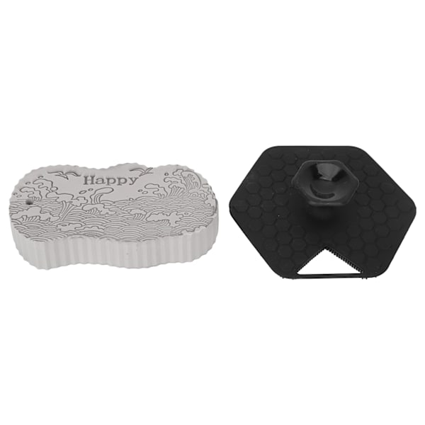 2 st multifunktionell kroppsskrubb Polygon 3D Rapid Rebound duschborste svart grå