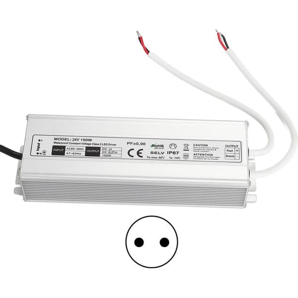 IP67 vattentät strömförsörjning 24V 150W 6.25A transformator LED konstant spänning EU-kontakt AC85-265V.