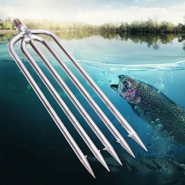 1 st rostfritt stål 5-uddig harpun gig gaff krok barb fisks spjut för utomhus fiskeutrustning