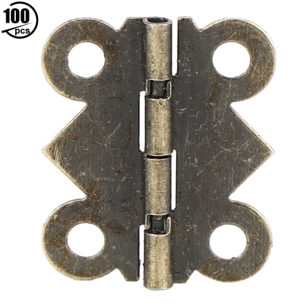 100Pcs Retro Jewelry Box Hinge Metal Cabinet Lock Decorative Hasp Hardware FittingsS Bronze 90 Degrees