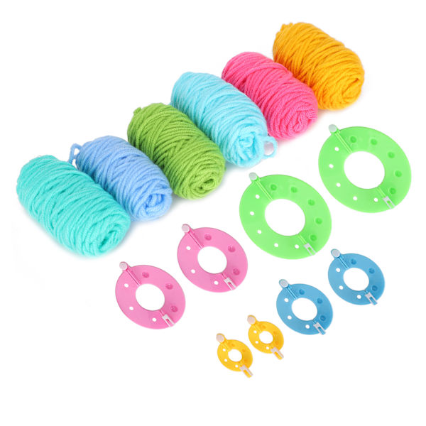 Pompom Maker Kit Färgglada Fluff Ball Weaver DIY 6 Färg Ull Garn Stickning Hantverk Presenter
