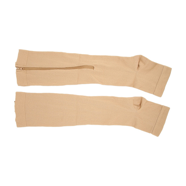 Nylon Dragkedja Design Främja blodcirkulationen Kompressionsstrumpor med öppen tåHudfärg S/M