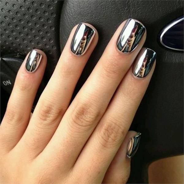 Spejl neglelak sølv transparent base top coat neglekunst lak til negle manicure lak negle dekoration