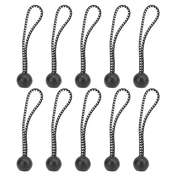 10 stk. teltklips fastgørelseskugleklips kugle bungee-snore med elastisk snor til baldakintelt sort og hvid