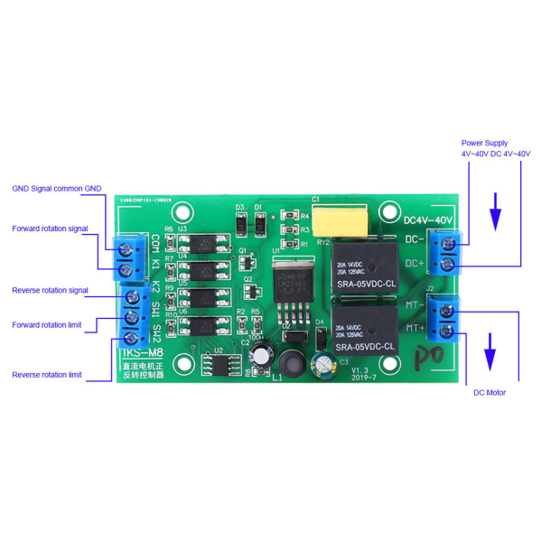 DC6.0V~40V DC Motor Fram/Revers Rotationskontroll CW CCW Reversibel strömbrytare