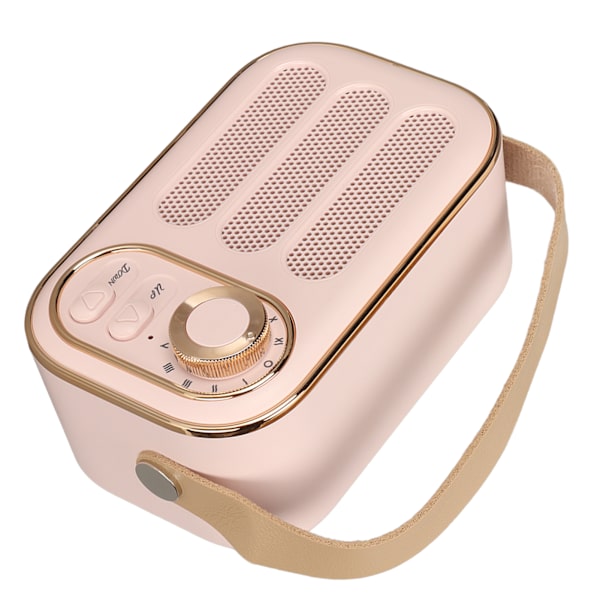 Bluetooth-kaiutin, stereo HiFi -ääni, USB-lataus, retro, kannettava langaton kaiutin kotiin ja matkoille, vaaleanpunainen