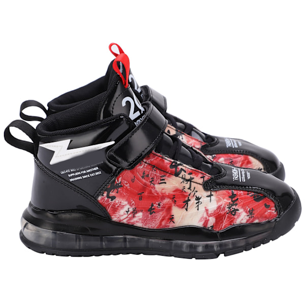 Barn Pojkar Fashionabla Sneakers Barn Andas Halkskydd Tryck Sport Löparskor Svart+Röd 27