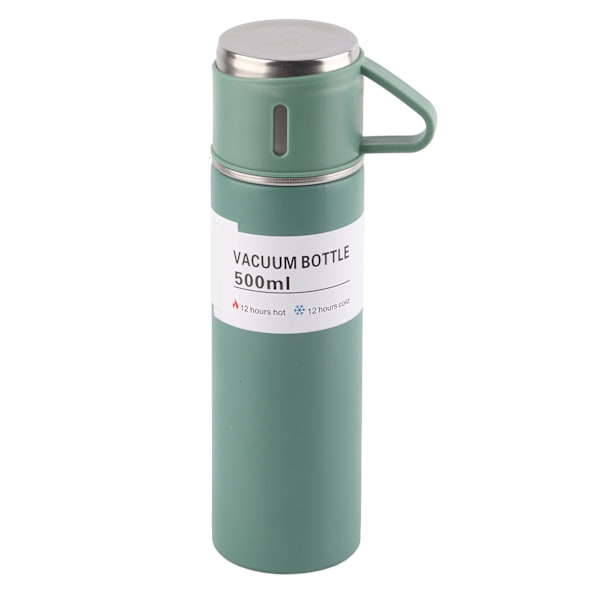 500 ml vakuumisolerad kopp i rostfritt stål, termosmugg, bärbar vakuumflaska för utomhusbruk, grön
