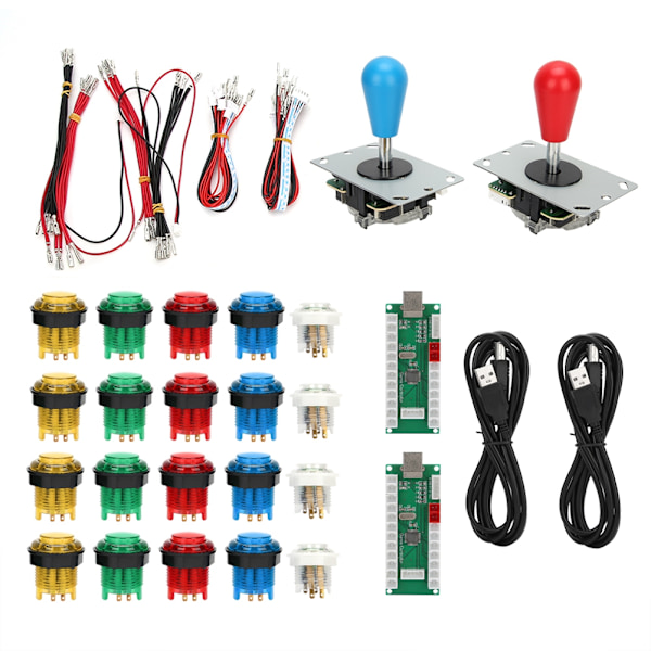Game Rocker DIY tilbehør lysknap til Win10 / Win8 / Win7 / Vista / XP / 2000 / 98 (Double DIY Fighting Game Colorful )