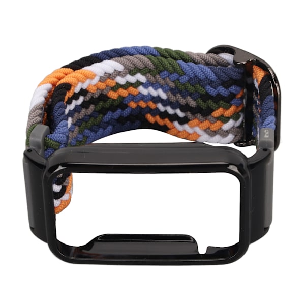 Stretch nylon flätad watch med skyddande stötfångare Case Passar för Mi Band 7 Pro Denim och svart case