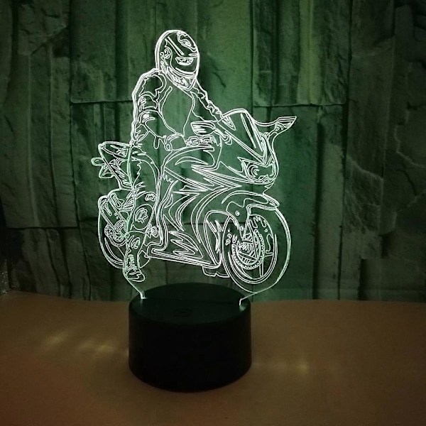 3D Motorcykel LED Lampa Art Deco Lampa LED-ljus Dekorationslampa Fjärrkontroll Touchkontroll 7/16 Färger USB-driven Barn Födelsedagspresent Jul Dec